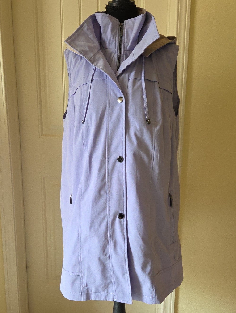 Coldwater Creek Lavender Tunic Length All-Season Water Resistant Rain Vest, L